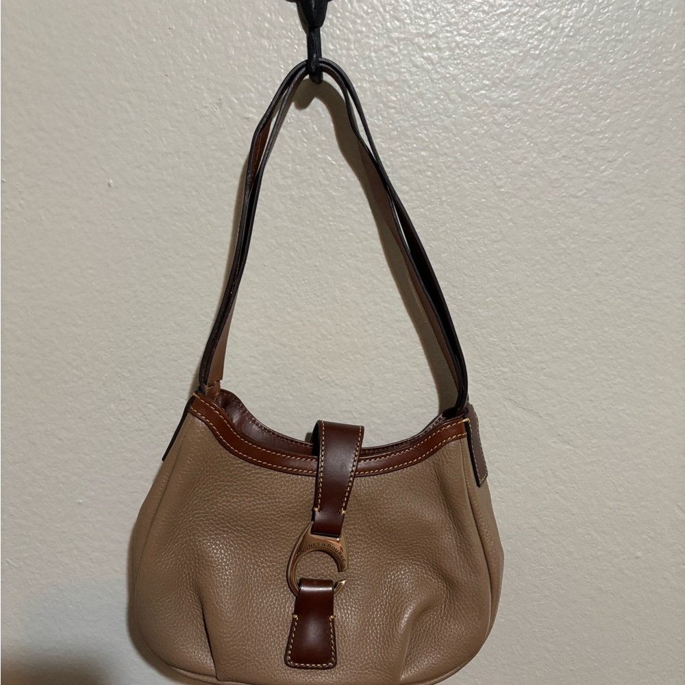 Dooney & Bourke Taupe and Brown Leather Shoulder Bag